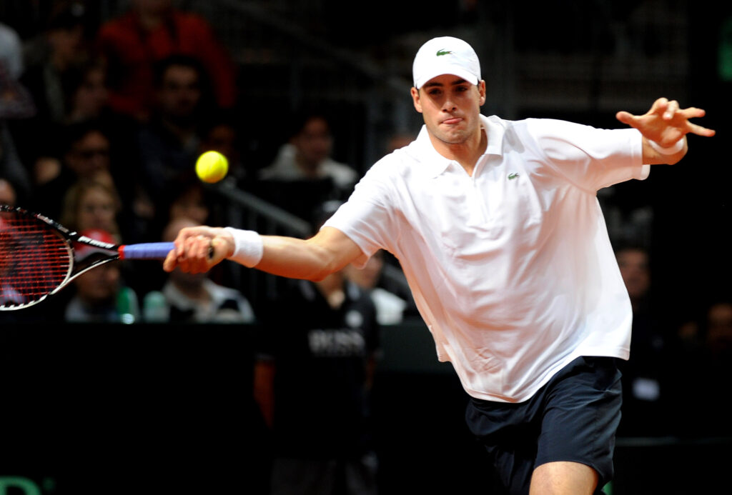 John Isner plays at the 2012 Davis Cup