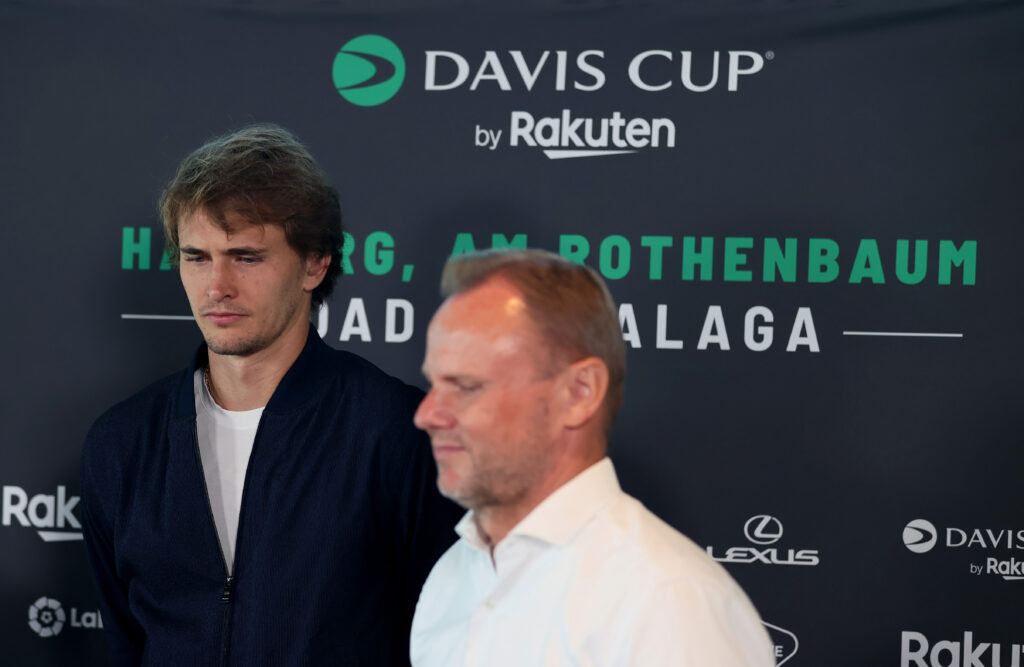 Alexander Zverev speaks during the 2022 Davis Cup