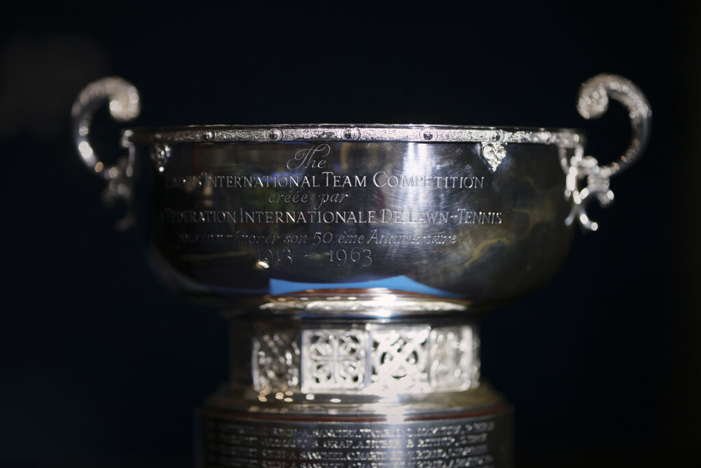 The Billie Jean King Cup trophy on display in 2023