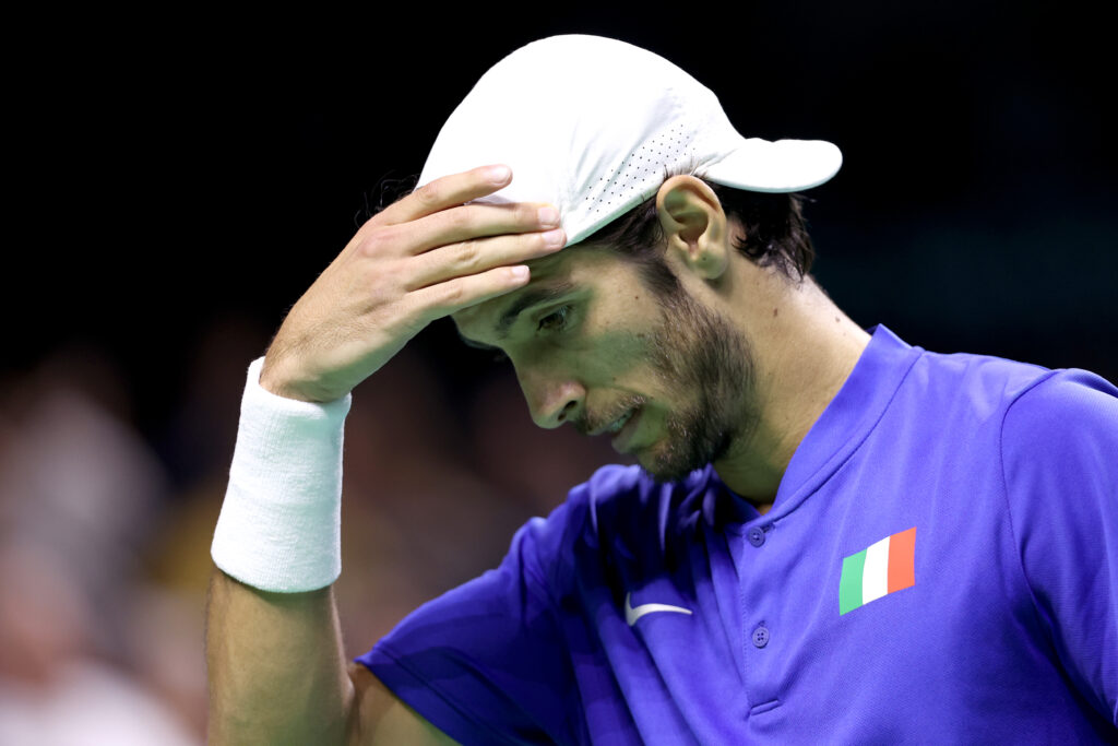 Lorenzo Musetti in action at the 2024 Davis Cup Finals