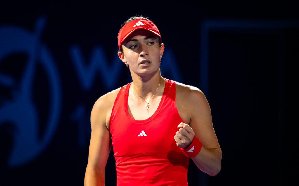 Elina Avanesyan reacts during the 2025 Qatar Open