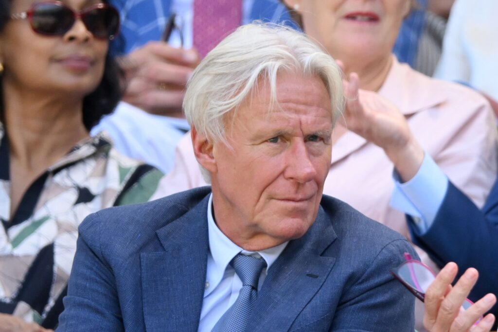 Bjorn Borg looks on during the 2025 Wimbledon Championships