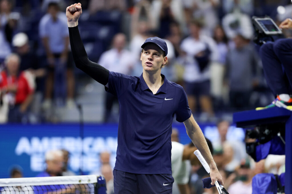 Jannik Sinner celebrates his semifinal win at the 2025 US Open
