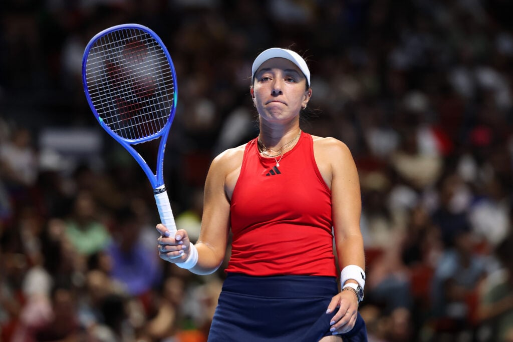 Jessica Pegula reacts at the Billie Jean King Cup.