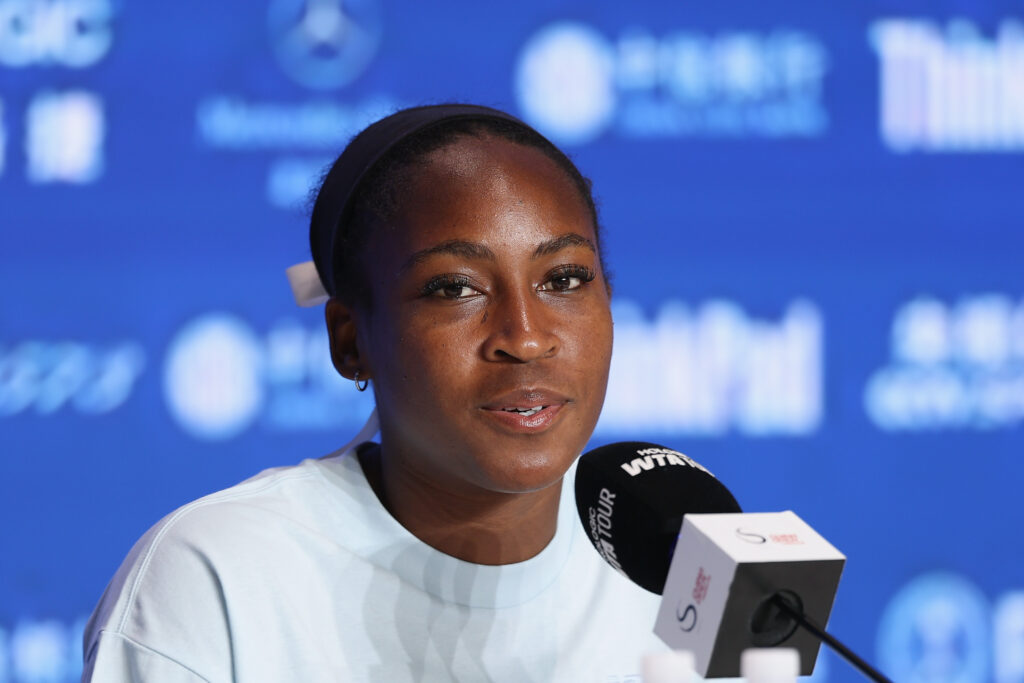 Coco Gauff at a China Open press conference.
