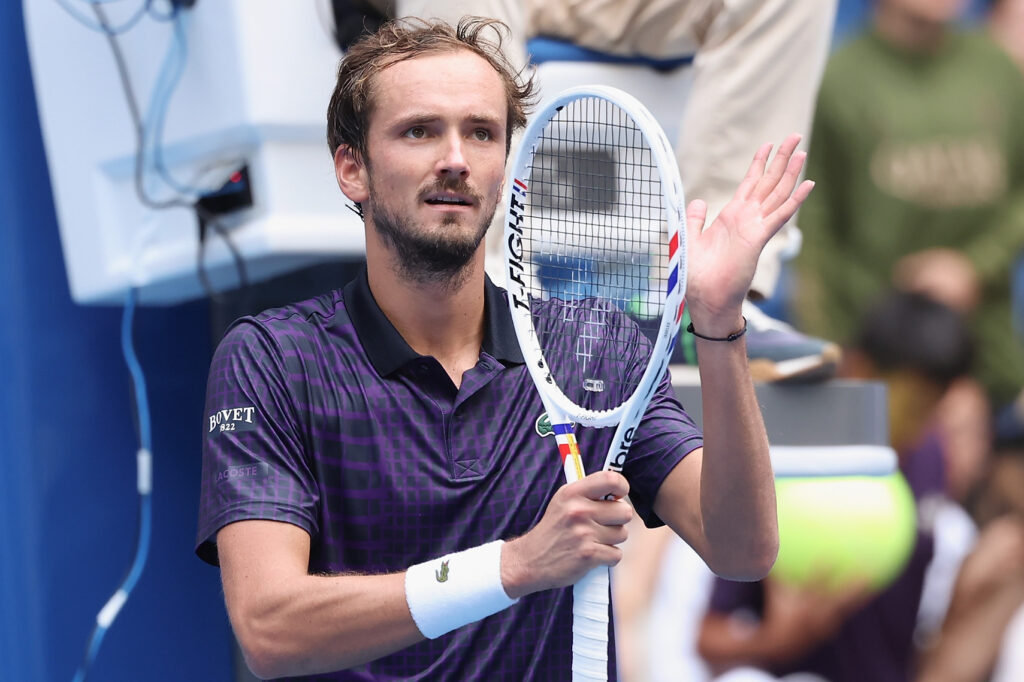 Daniil Medvedev reacts at the China Open.