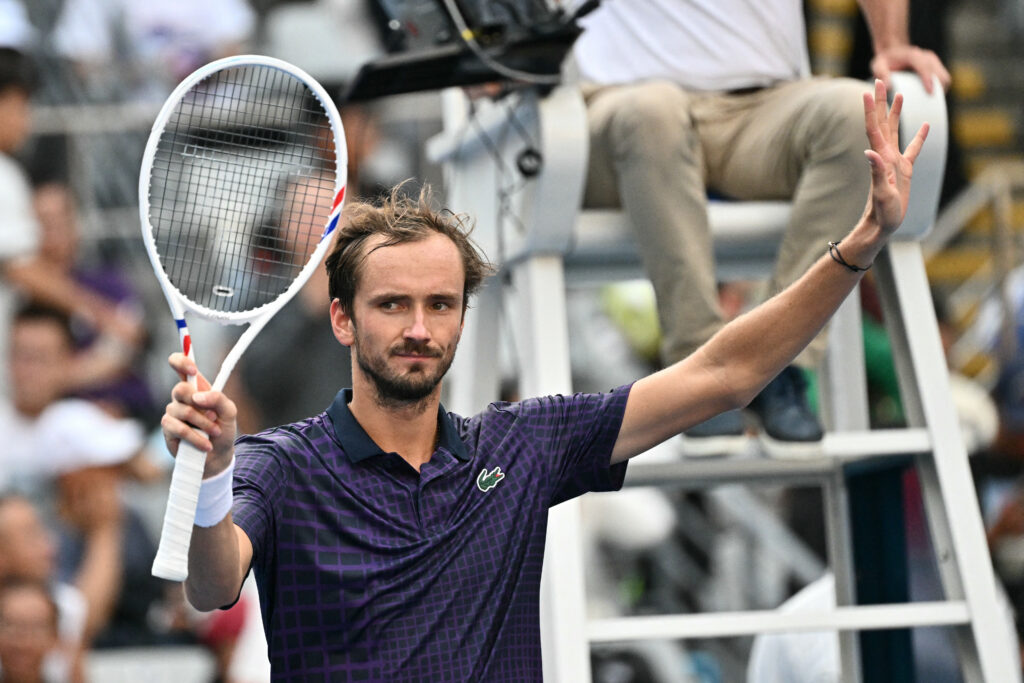 Daniil Medvedev celebrates at the China Open in 2025.