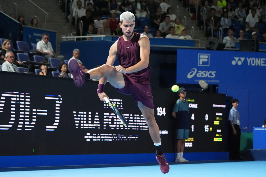 Carlos Alcaraz plays at the Japan Open