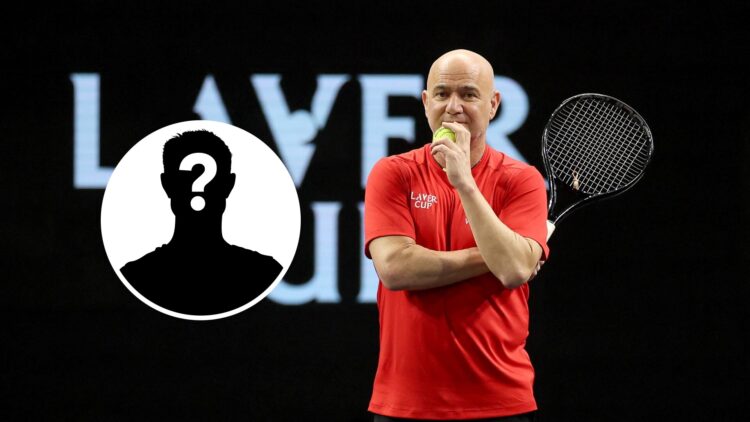 Andre Agassi looks on ahead of the Laver Cup, with a mystery inset.