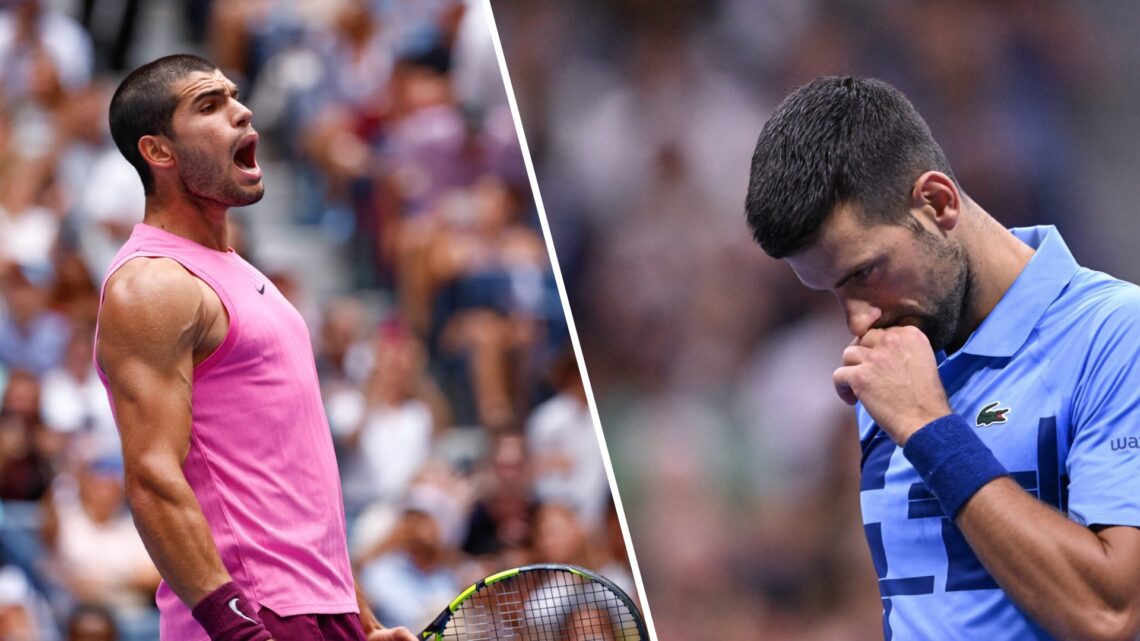 Left: Carlos Alcaraz and Right: Novak Djokovic