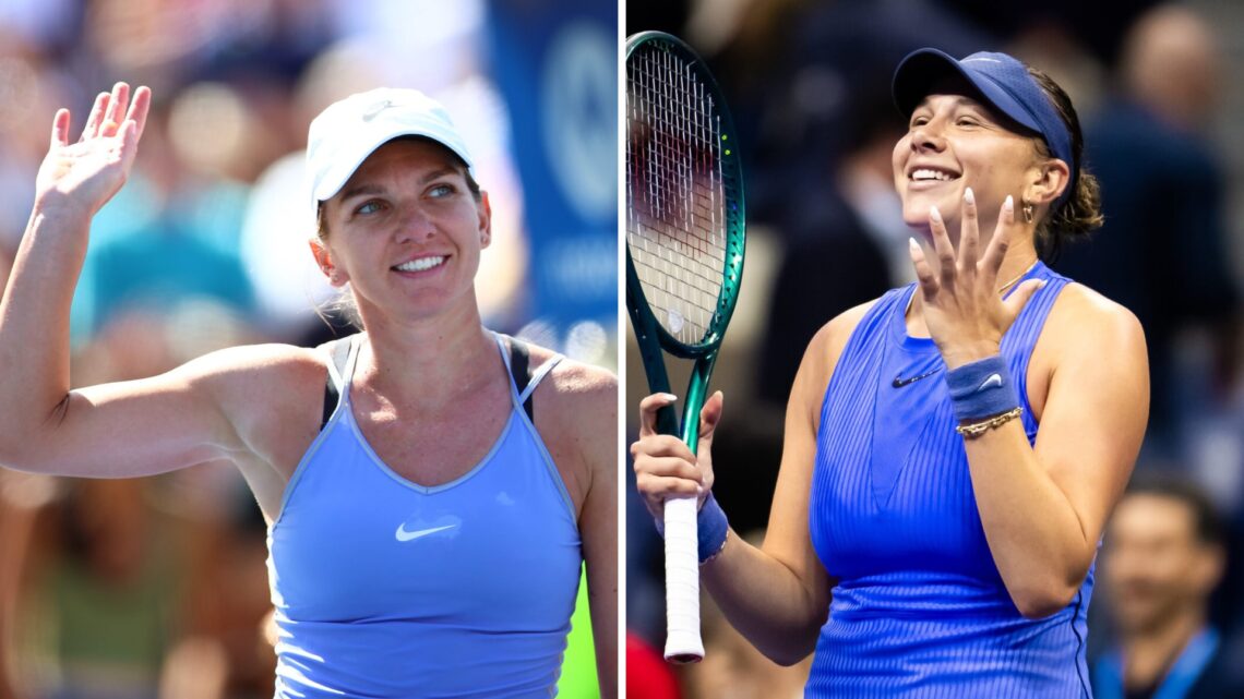 Left: Simona Halep after a win in Toronto and Right: Amanda Anisimova at the US Open