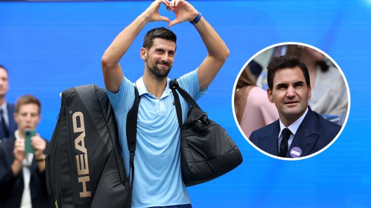 Novak Djokovic of Serbia acknowledges the crowd as he walks off the court after losing to Carlos Alcaraz of Spain during their Men's Semifinal matc...