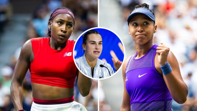 Split image of Coco Gauff of the United States reacts to defeating Donna Vekic of Croatia in the second round on Day 5 of the US Open at USTA Billi...