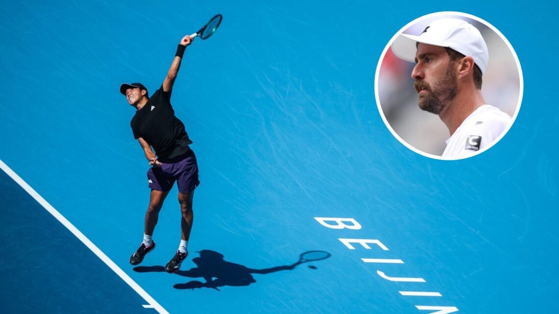 Learner Tien of the United States returns a shot in the Men's Singles Round of 16 match against Flavio Cobolli of Italy on day 7 of the 2025 China ...