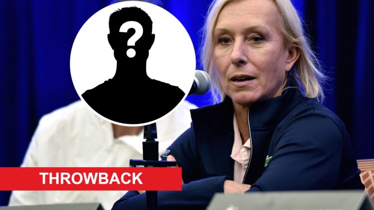 Lindsay Davenport looks on as Martina Navratilova speaks at a new conference before the Mylan World TeamTennis Smash Hits charity tennis event at T...