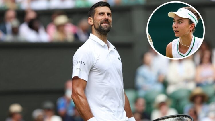 Novak Djokovic during his Gentlemen's Singles Fourth Round match against Alex de Minaur during day eight of The Championships Wimbledon 2025 at All...