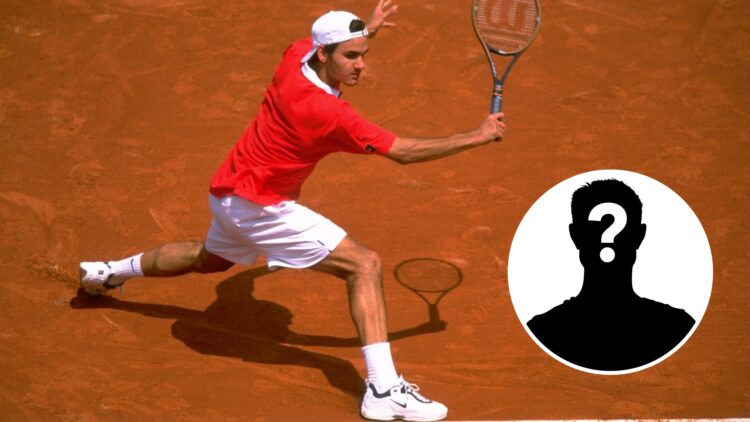 Roger Federer plays at the 1999 French Open, inset mystery player