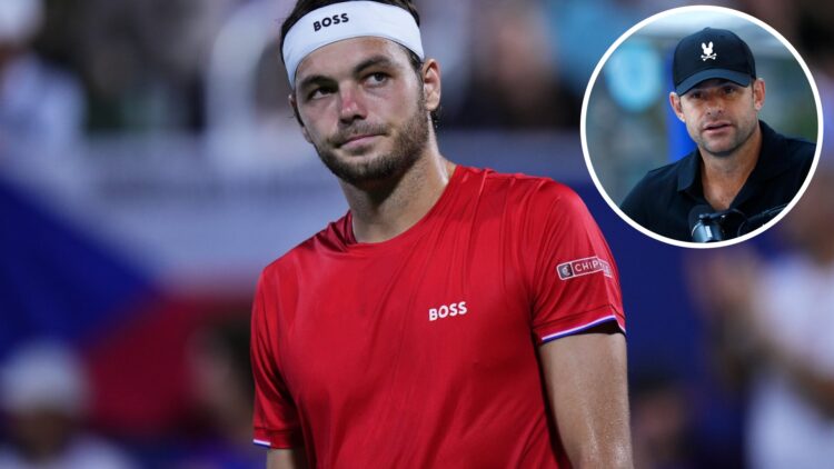 Taylor Fritz of Team USA reacts against Jiri Lehecka of Team Czechia during the 2025 Davis Cup Qualifier second round match between USA and Czechia...