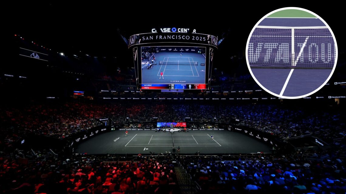 A general view of Chase Center during a match between Carlos Alcaraz of Team Europe and Taylor Fritz of Team World day two of Laver Cup 2025, with ...