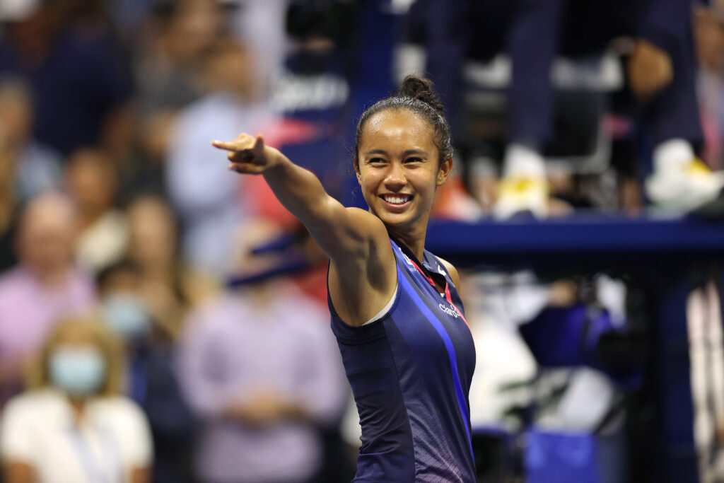 Leylah Fernandez after beating Aryna Sabalenka at the 2021 US Open