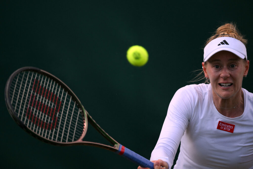 Alison Riske-Amritraj in action at Wimbledon in 2023.