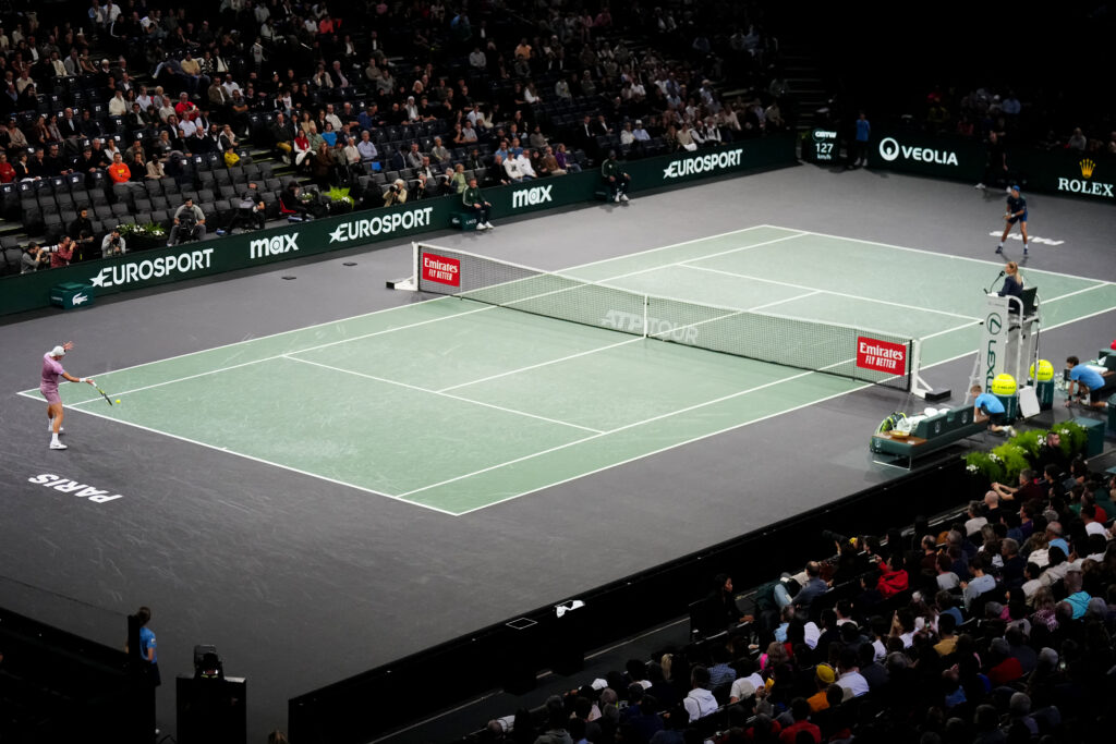 A general view of action at the Paris Masters in 2024.