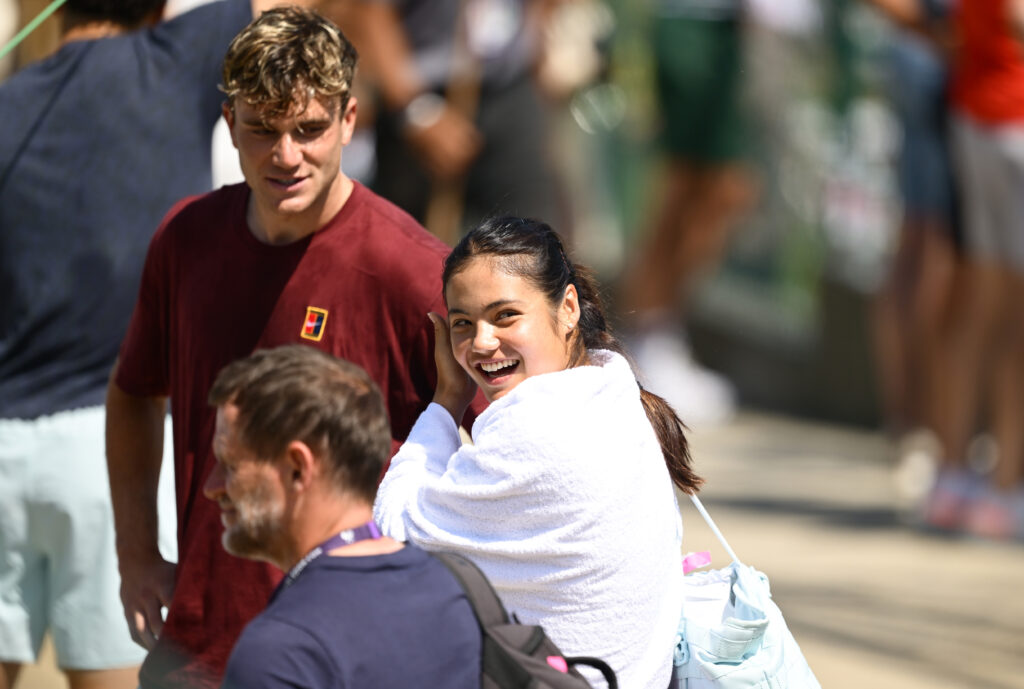 Emma Raducanu spotted laughing alongside Jack Draper at Wimbledon in 2025.