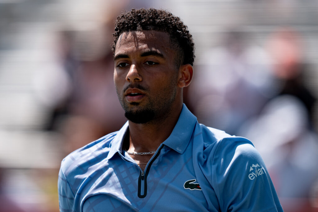 Arthur Fils reacts during his third round match at ATP National Bank Open.
