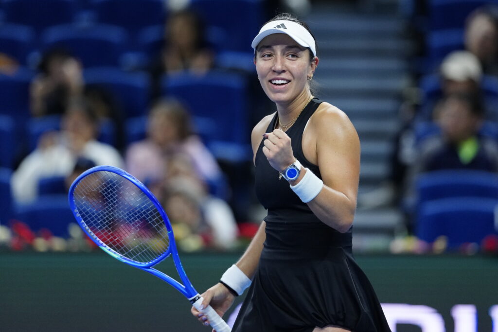 Jessica Pegula celebrates at the China Open.