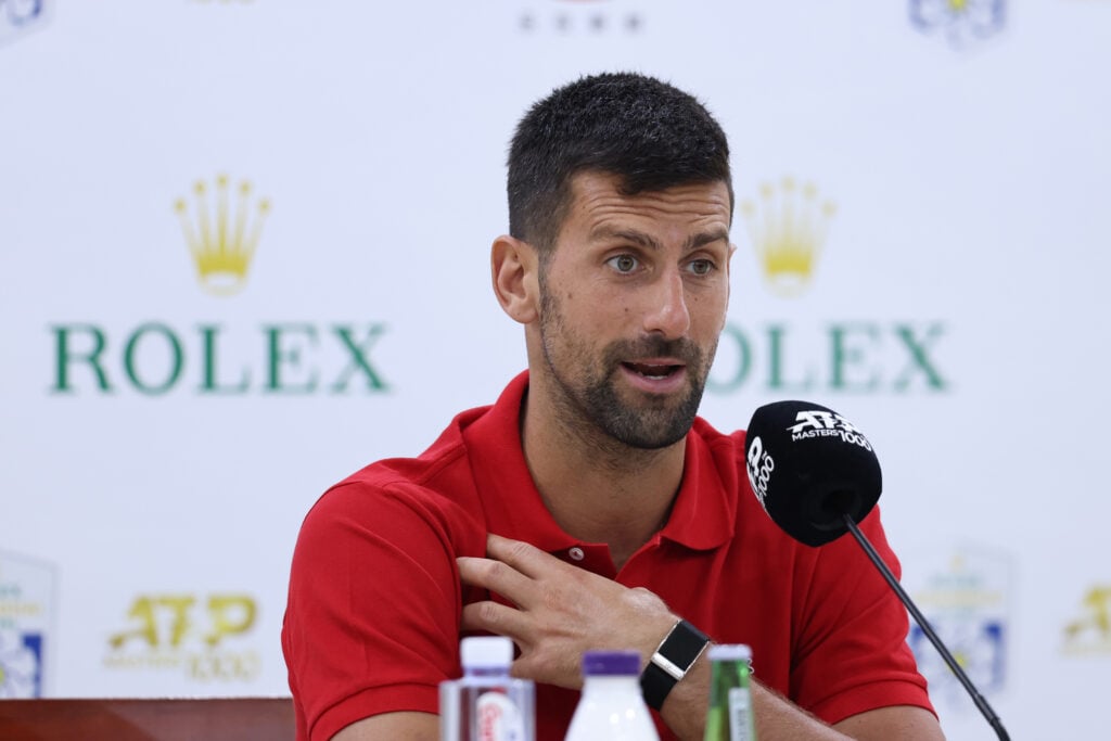 Novak Djokovic at a 2025 Shanghai Masters press conference.