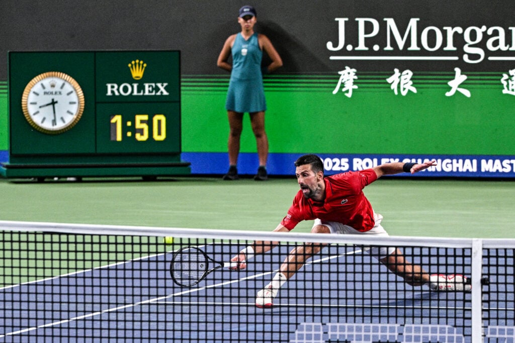 Novak Djokovic in action in Shanghai.