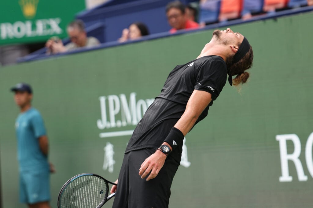 Alexander Zverev reacts during his win over Valentin Royer at the 2025 Shanghai Masters