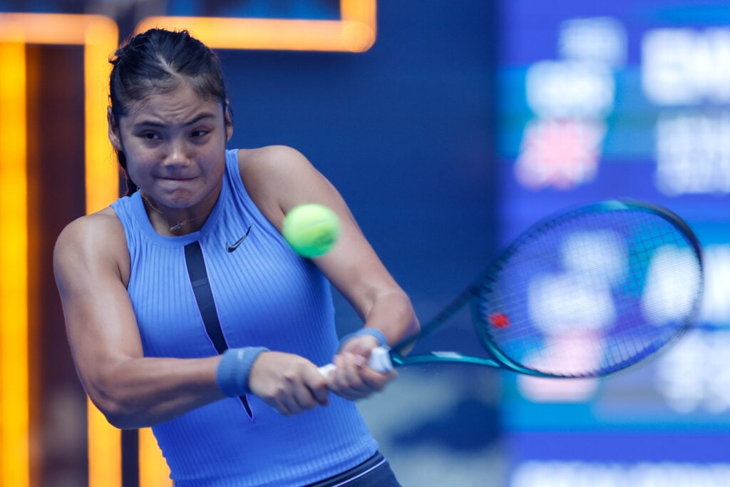 Emma Raducanu plays against Ann Li at the Wuhan Open