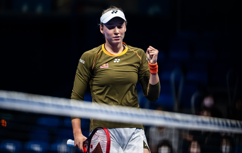Elena Rybakina reacts at the Pan Pacific Open.