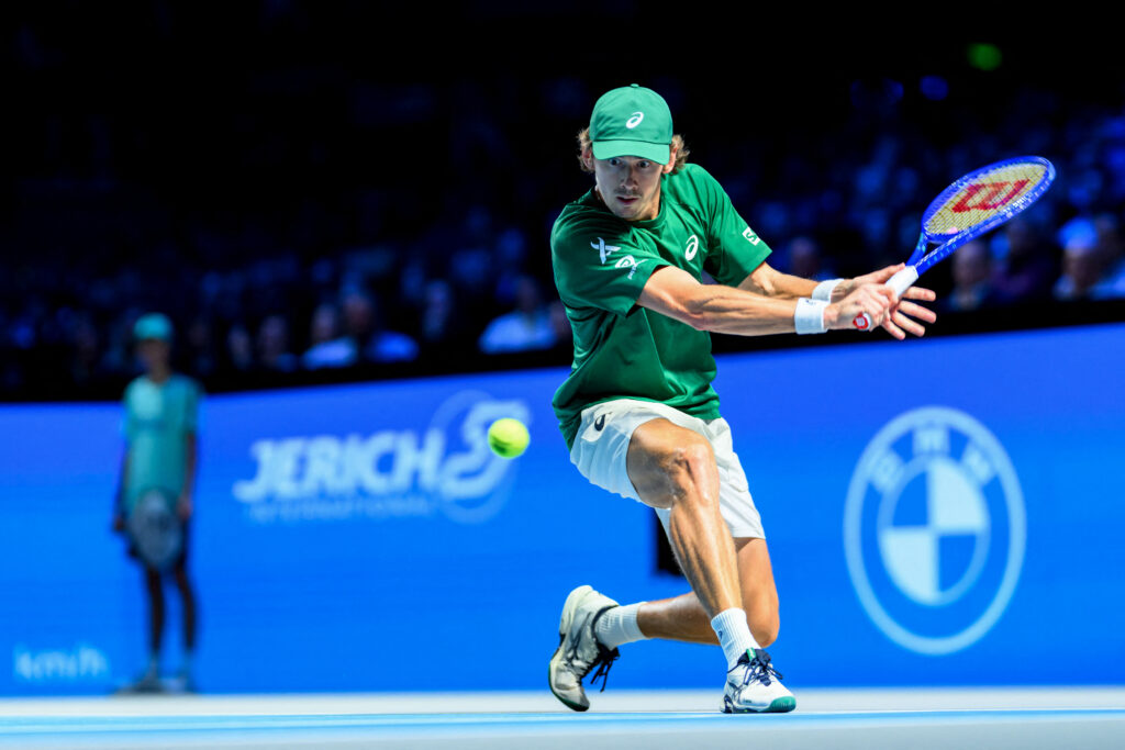 Alex de Minaur in action at the Vienna Open.