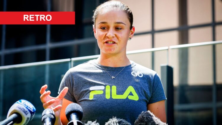 Image of Ash Barty speaking to the media as she retires from tennis in 2022