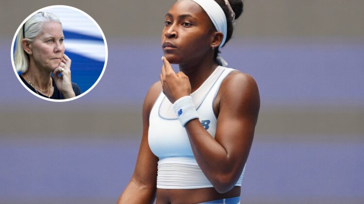 Coco Gauff of the United States in action against Amanda Anisimova of the United States during in the Women's Singles Semifinal match on day 13 of ...