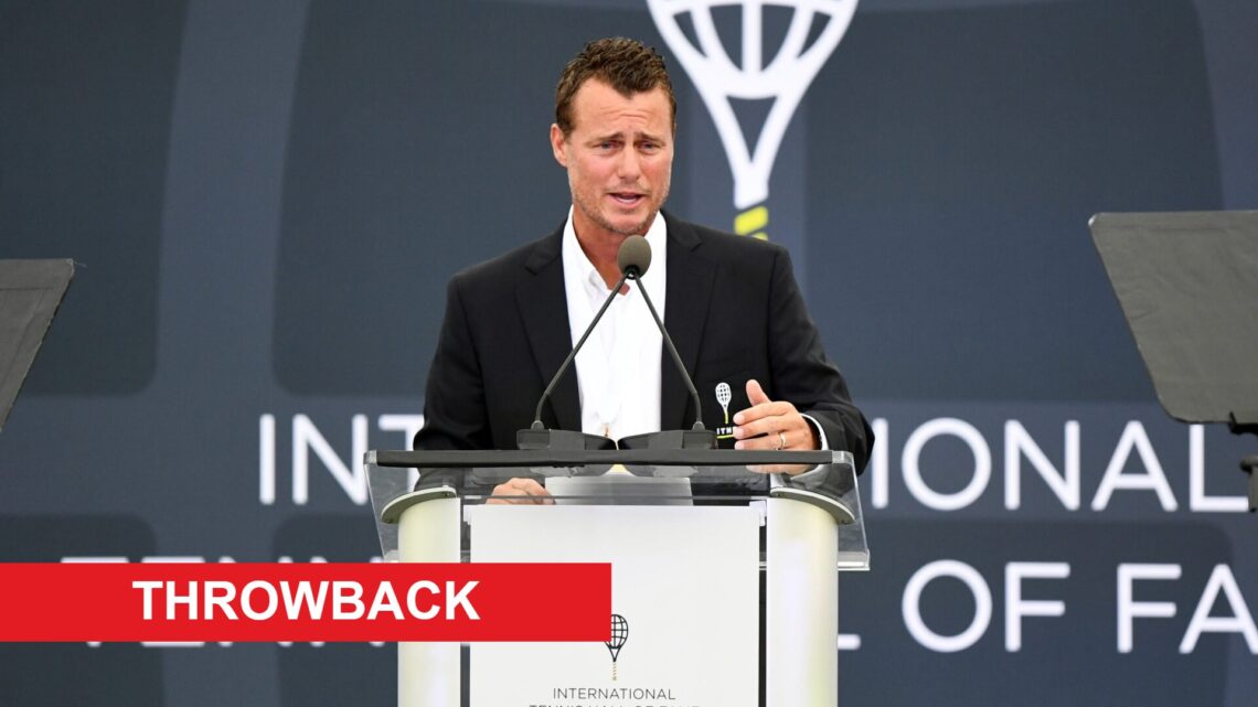 Lleyton Hewitt speaks at the 2022 Hall of Fame induction ceremony