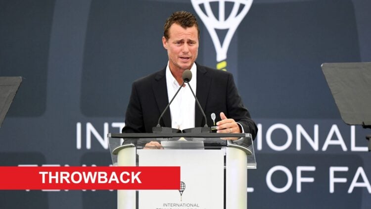 Lleyton Hewitt speaks at the 2022 Hall of Fame induction ceremony