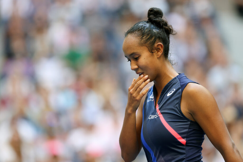 Leylah Fernandez appears dejected during the 2021 US Open final against Emma Raducanu.