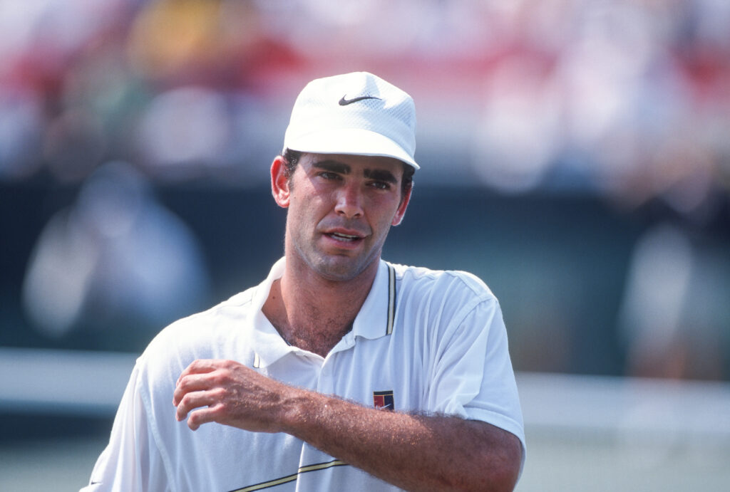 Pete Sampras looks on at the 1999 Davis Cup.