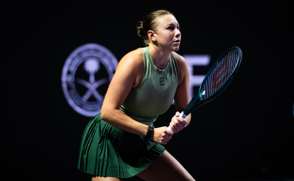 Amanda Anisimova plays at the WTA Finals in 2025