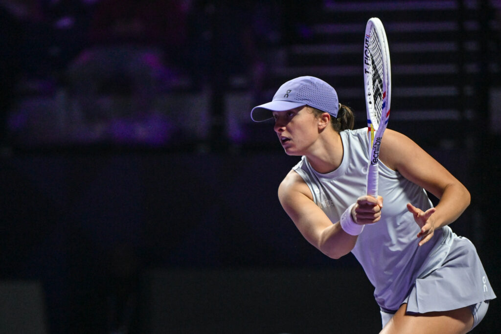 Iga Swiatek in action at the WTA Finals.