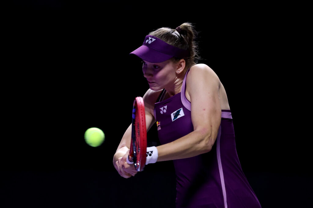 Elena Rybakina plays at the WTA Finals 2025