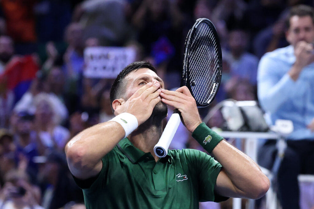Novak Djokovic celebrates at the 2025 Hellenic Championship