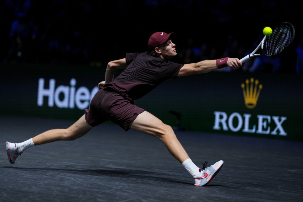 Jannik Sinner in action at the Paris Masters.