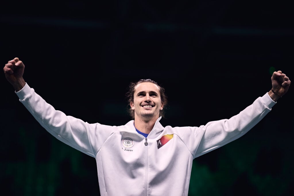 Alexander Zverev celebrates as Germany reach the 2025 Davis Cup semifinals