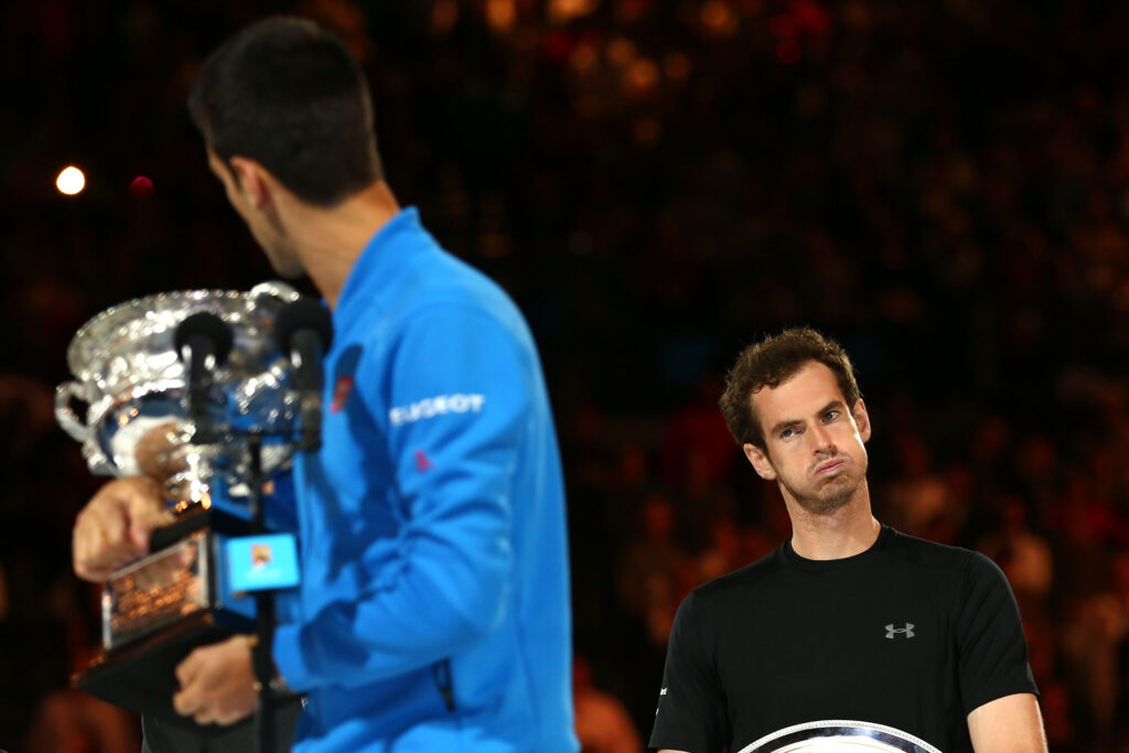 Andy Murray looks on after losing to Novak Djokovic in the 2015 Australian Open final