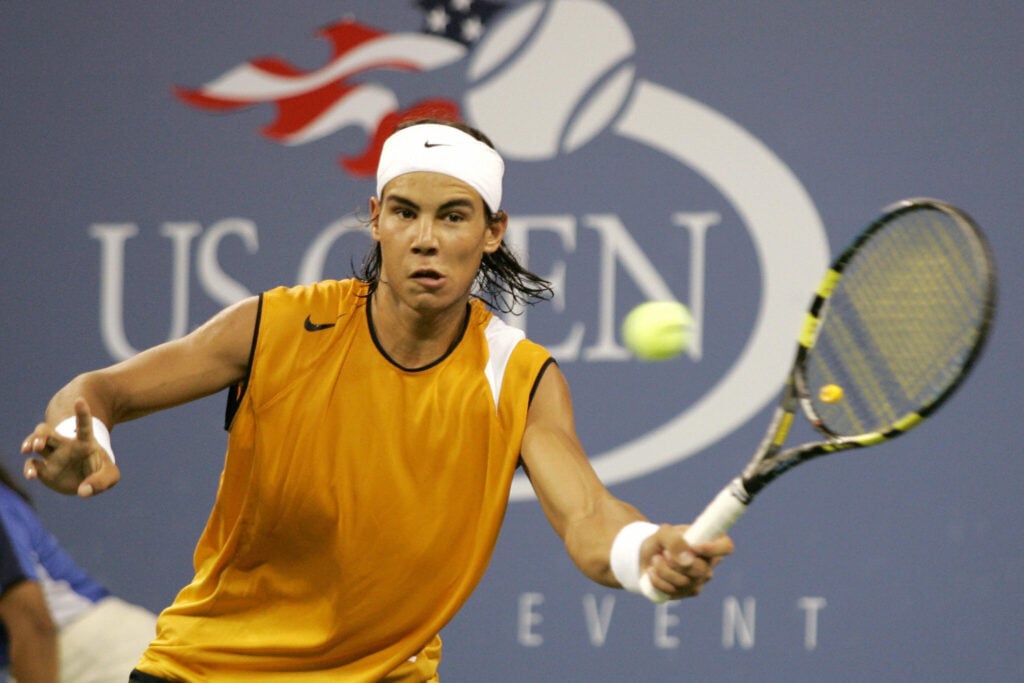 Rafael Nadal in action at the 2004 US Open.