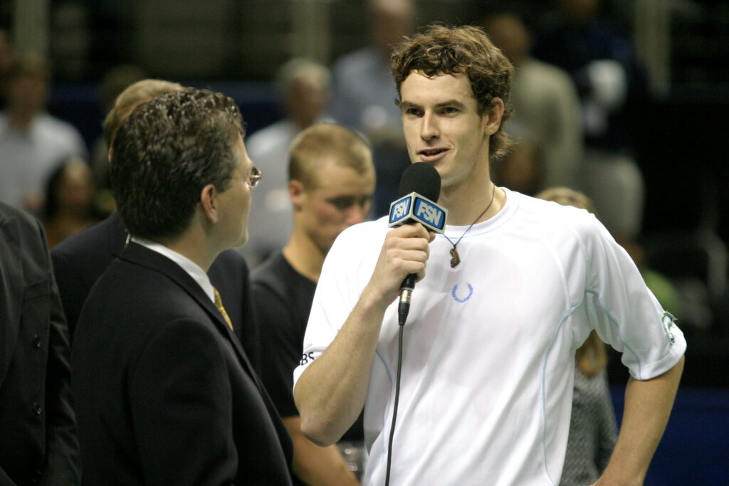 Andy Murray speaks to the media after winning the 2006 SAP Open